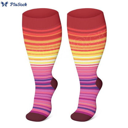 2XL-4XL Plus Size Color Pattern Compression Socks - Red - 4XL - image 11