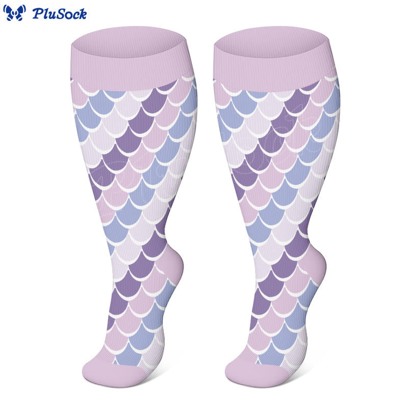 Plusock Plus Size Unicorn Mermaid Compression Socks - Purple - 4XL - image 0