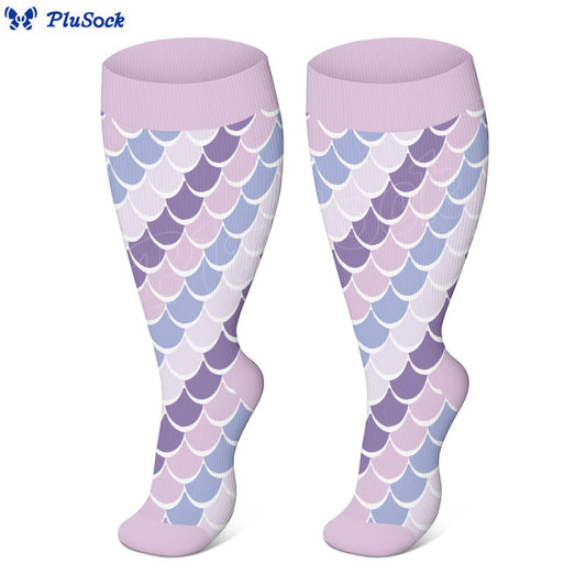 Plusock Plus Size Unicorn Mermaid Compression Socks - Purple - 4XL - image 0