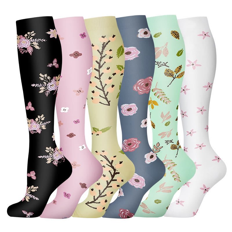 Plusock Flower Series Compression Socks(6 Pairs) - Multicolor - S/M - image 0