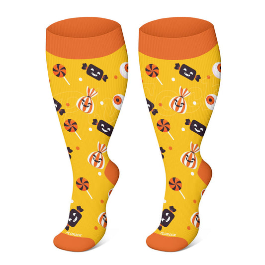 Plusock Plus Size Halloween Compression Socks - Orange - 4XL - image 0