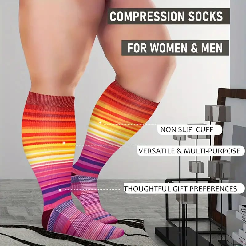 Plusock Plus Size Fashion Design Compression Socks(3 Pairs) - image 3