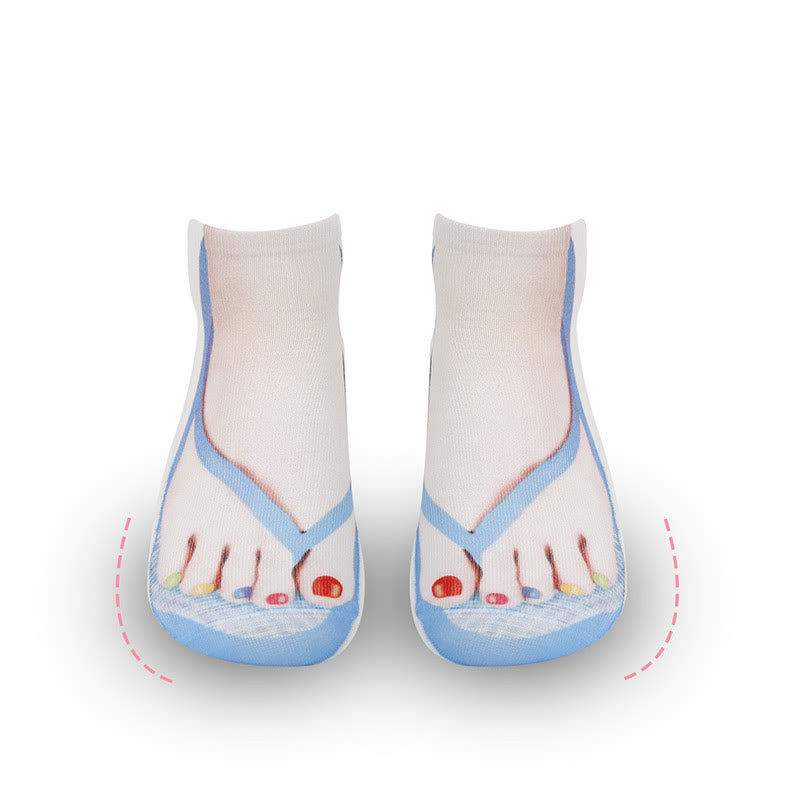 Plus Size 3D Flip Flops Ankle Socks(3 Pairs)