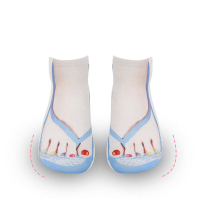 Plus Size 3D Flip Flops Ankle Socks(3 Pairs)