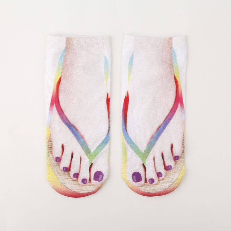 Plus Size 3D Flip Flops Ankle Socks(3 Pairs)