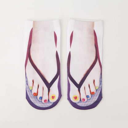Plus Size 3D Flip Flops Ankle Socks(3 Pairs)