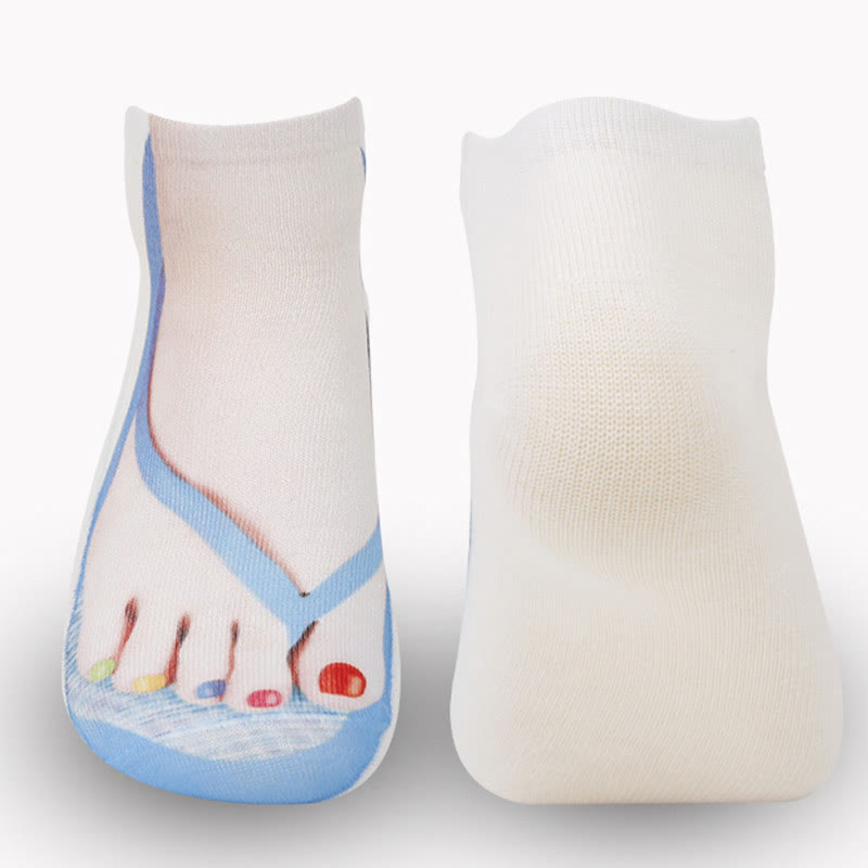 Plus Size 3D Flip Flops Ankle Socks(3 Pairs)