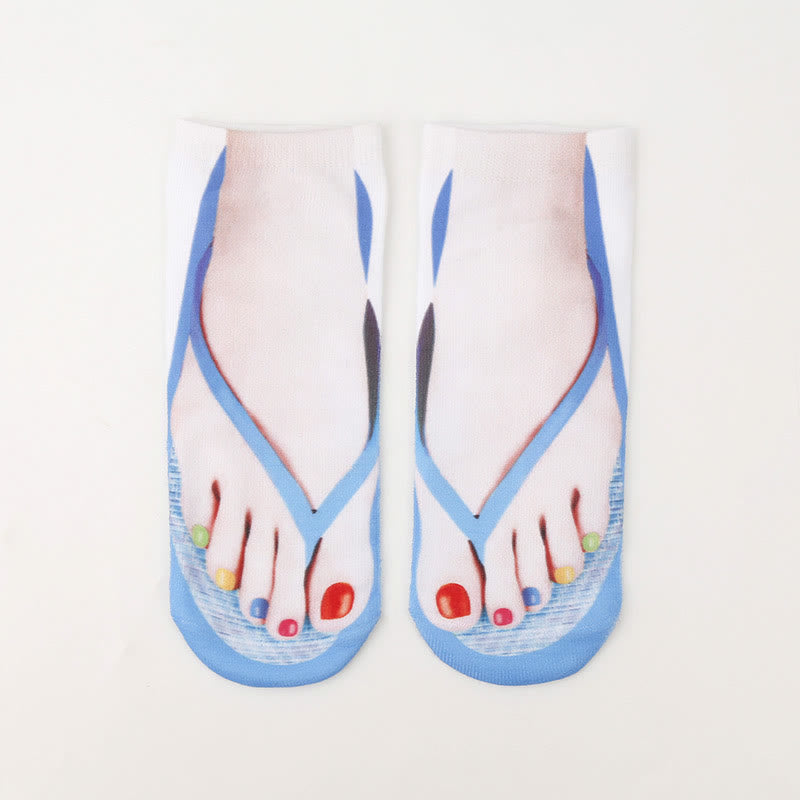 Plus Size 3D Flip Flops Ankle Socks(3 Pairs)