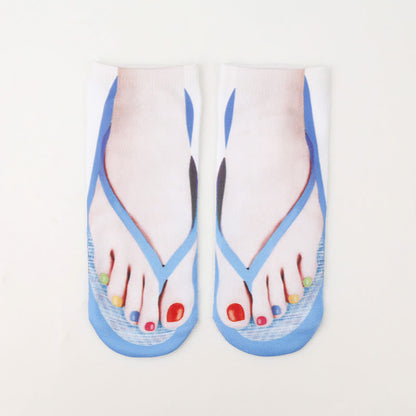 Plus Size 3D Flip Flops Ankle Socks(3 Pairs)
