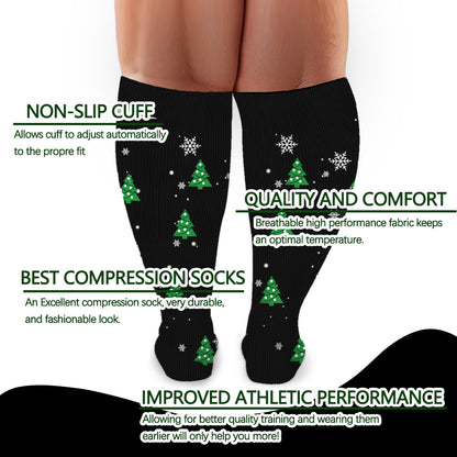 Plus Size Christmas Tree Snowman Compression Socks(3 Pairs) - image 3