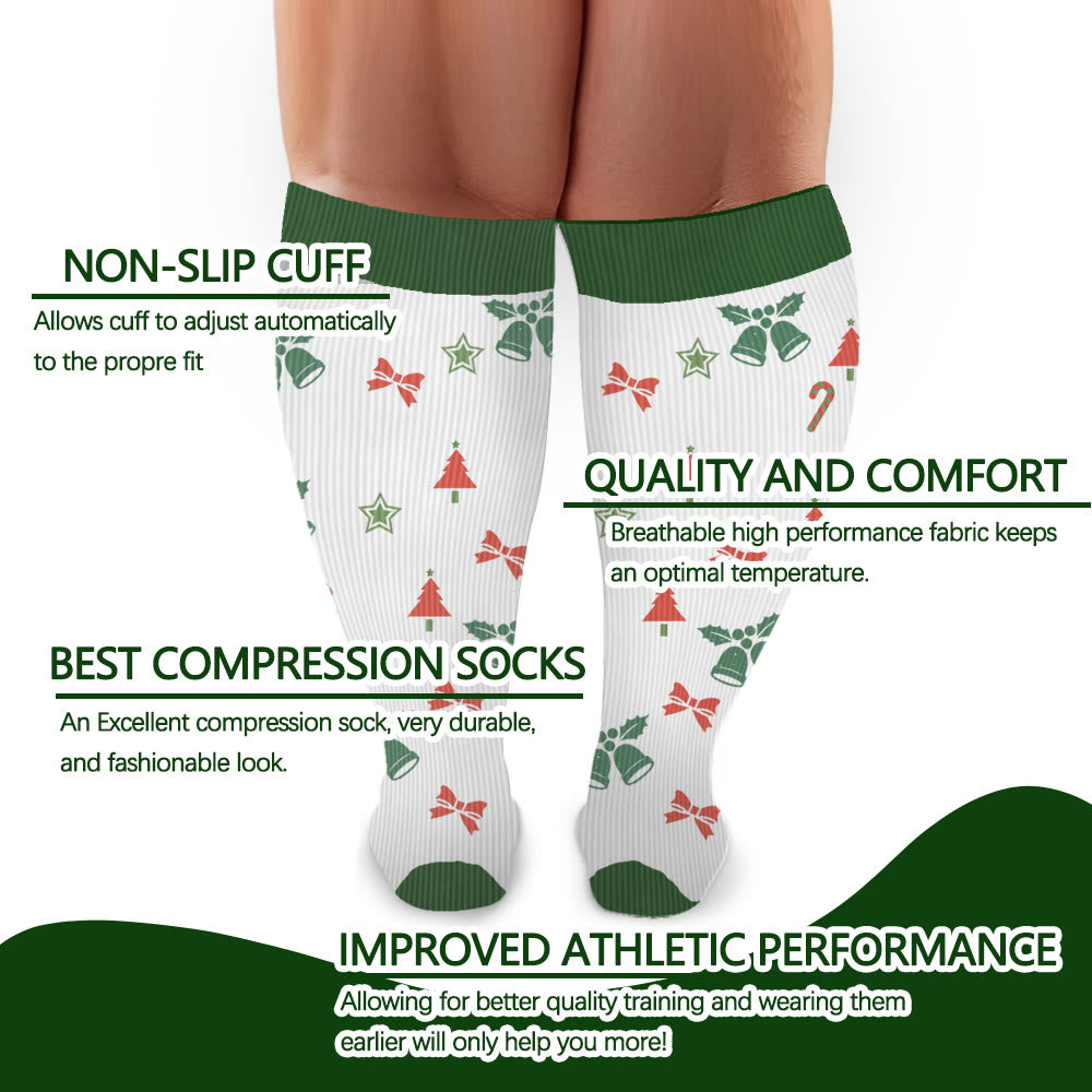 Plusock Plus Size Bell Gingerbread Man Compression Socks - image 5