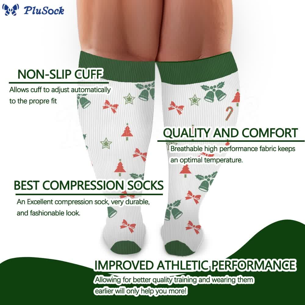 Plus Size Bell Gingerbread Man Compression Socks