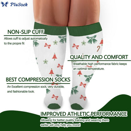 Plus Size Bell Gingerbread Man Compression Socks