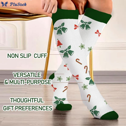 Plus Size Bell Gingerbread Man Compression Socks