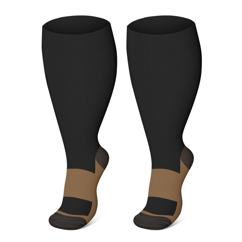 Plusock Plus Size Black Brown Compression Socks - Black - 4XL - image 2