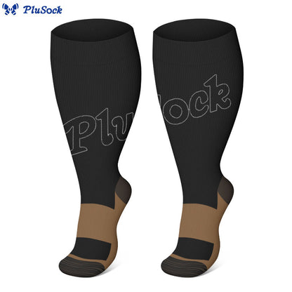Plusock Plus Size Black Brown Compression Socks - image 0