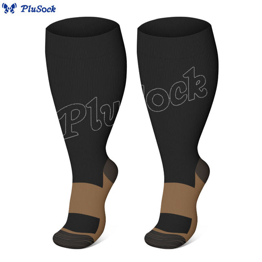 Plusock Plus Size Black Brown Compression Socks - image 0
