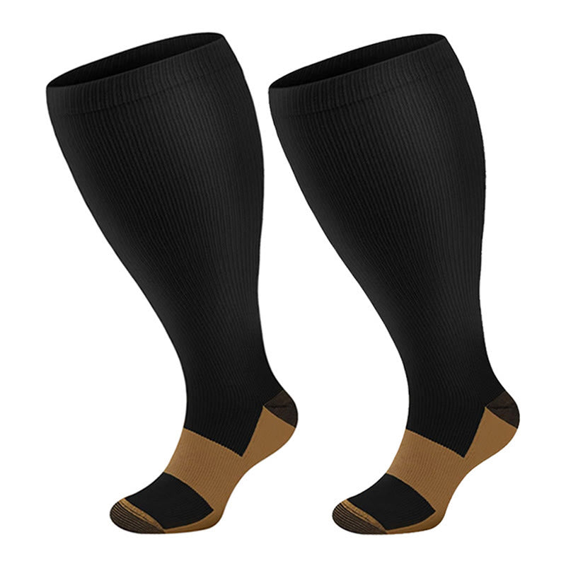Plusock Plus Size Black Brown Compression Socks - image 1