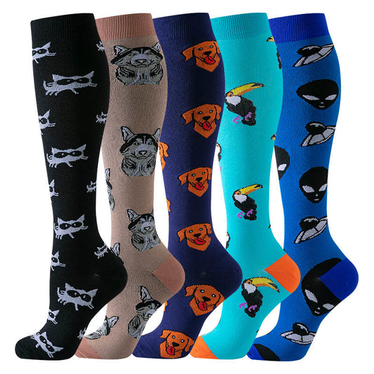 Plusock Alien Dog Cat Compression Socks(5 Pairs) - Multicolor - S/M - image 0