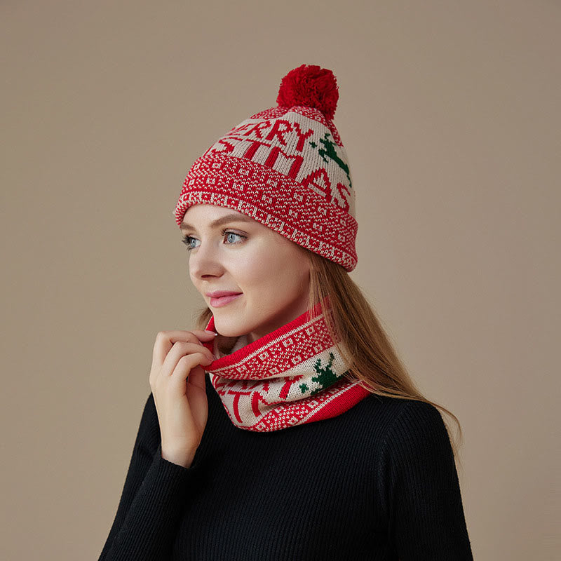 Christmas Beanie Scarf 2 in 1 Set