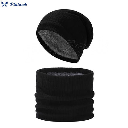 Solid Color Simple Knit Beanie Scarf 2 In 1 Set