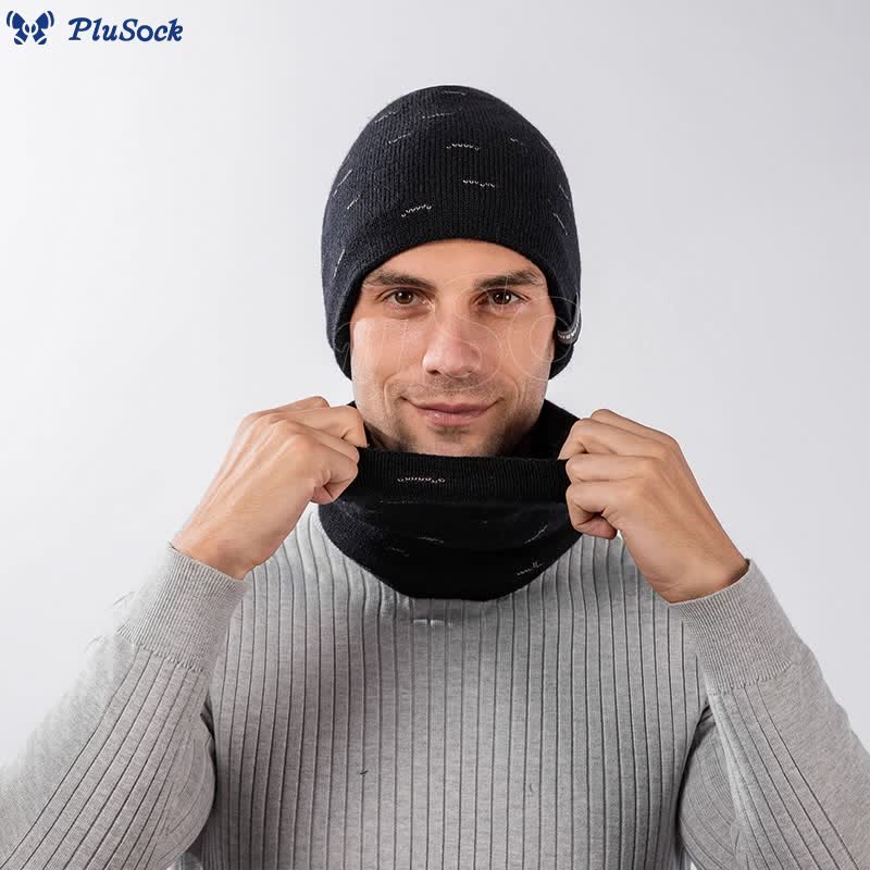 Solid Color Simple Knit Beanie Scarf 2 In 1 Set