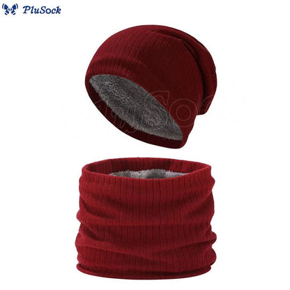 Solid Color Simple Knit Beanie Scarf 2 In 1 Set