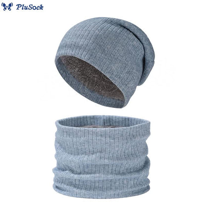 Solid Color Simple Knit Beanie Scarf 2 In 1 Set