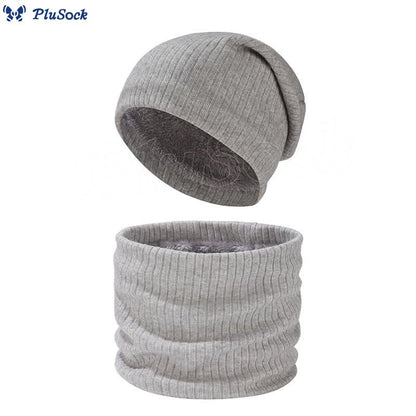 Solid Color Simple Knit Beanie Scarf 2 In 1 Set