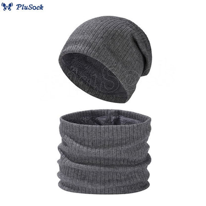 Solid Color Simple Knit Beanie Scarf 2 In 1 Set