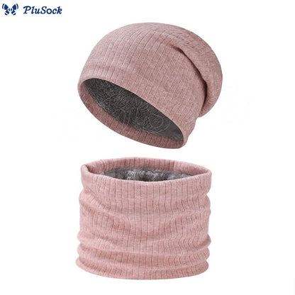 Solid Color Simple Knit Beanie Scarf 2 In 1 Set
