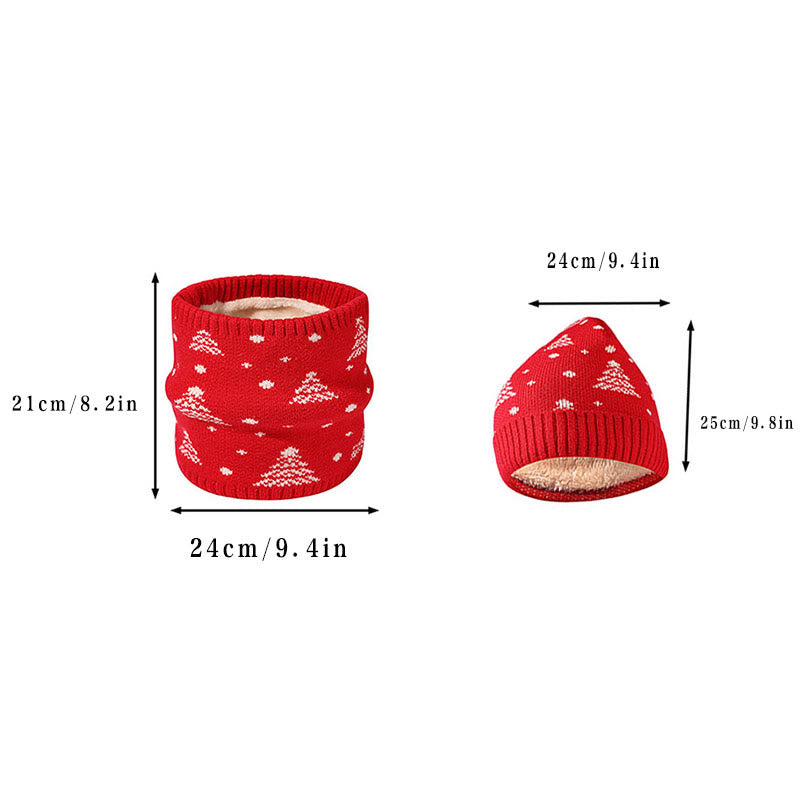 Winter Christmas Tree Beanie Scarf 2 In 1 Set