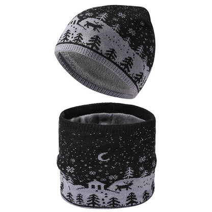 Warm Christmas Element Beanie Scarf 2 In 1 Set