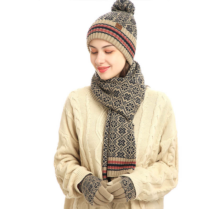 Touch Screen Gloves Beanie Scarf 3 In 1 Set