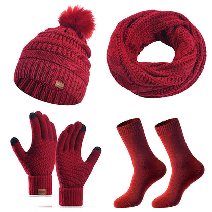 Winter Classic Gloves Beanie Scarf Socks 4 In 1 Set