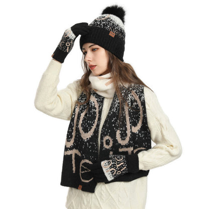 Alphabet Gloves Beanie Scarf 3 In 1 Set