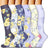 Plusock Purple Yellow Flowers Compression Socks(6 Pairs)