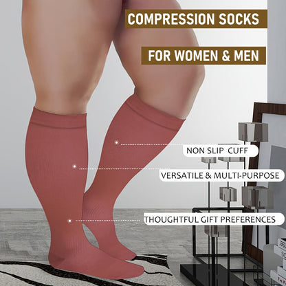 Plus Size Pink Series Compression Socks(3 Pairs)
