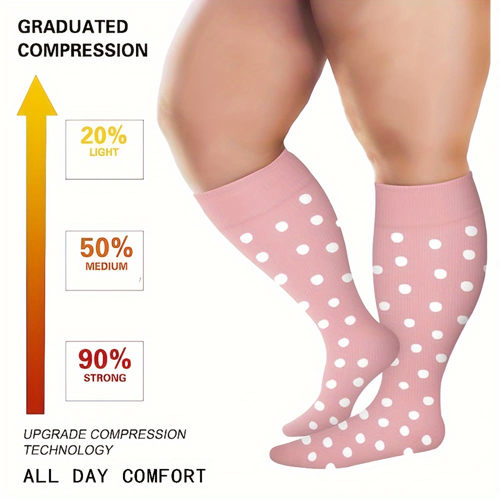 Plus Size Pink Series Compression Socks(3 Pairs)