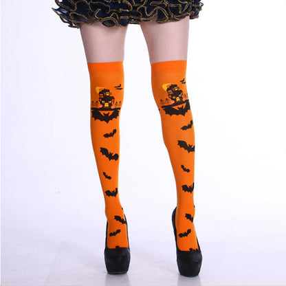 Halloween Haunted Bats Thigh High Knee Socks(5 Pairs)