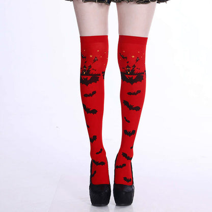 Halloween Haunted Bats Thigh High Knee Socks(5 Pairs)