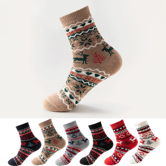 Plusock Christmas Elk Snowflake Quarter Socks(6 Pairs) - Multicolor - EU37-40(US4-7) - image 0