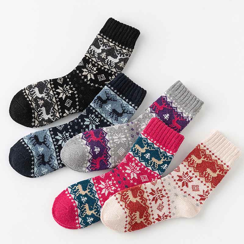 Christmas Elk Series Quarter Socks(5 Pairs)