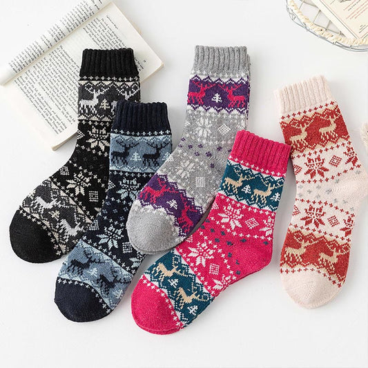 Plusock Christmas Elk Series Quarter Socks(5 Pairs) - Multicolor - EU37-40(US4-7) - image 0