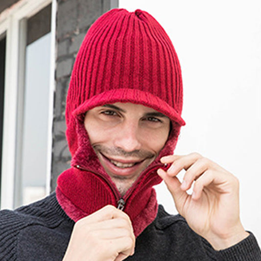 Zipper Beanie Gloves 2 In 1 Set