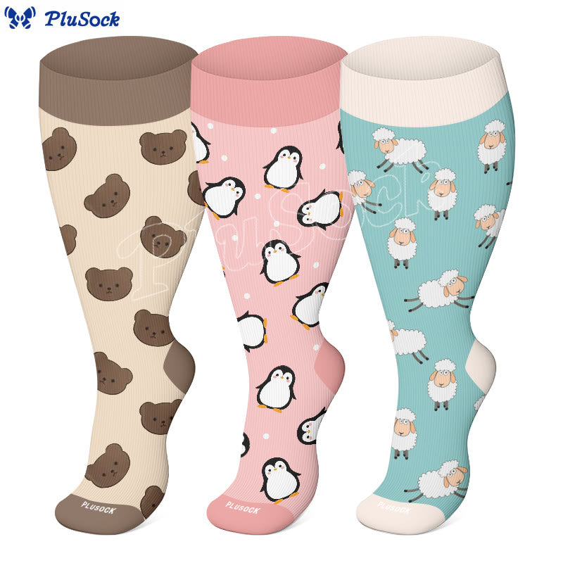 Plusock Plus Size Bear Penguin Sheep Compression Socks - image 0