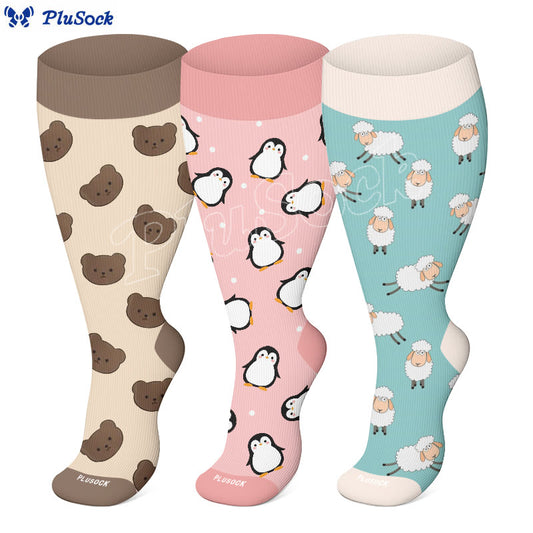 Plusock Plus Size Bear Penguin Sheep Compression Socks - image 0