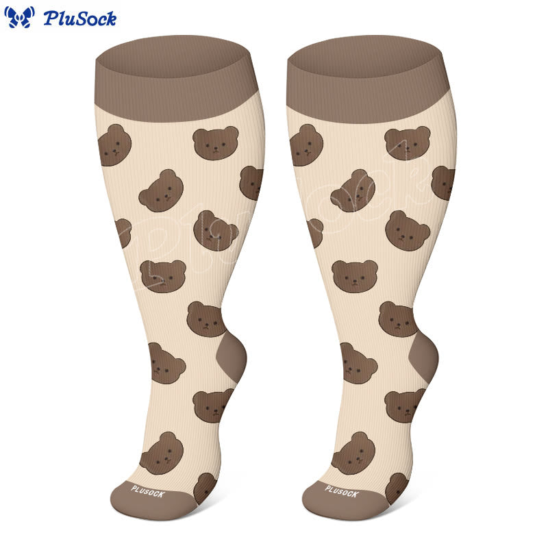 Plusock Plus Size Bear Penguin Sheep Compression Socks - Brown - 4XL - image 1