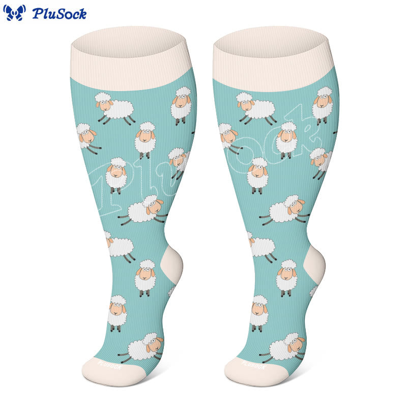 Plusock Plus Size Bear Penguin Sheep Compression Socks - Blue - 4XL - image 2
