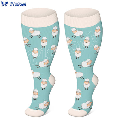 Plusock Plus Size Bear Penguin Sheep Compression Socks - Blue - 4XL - image 2